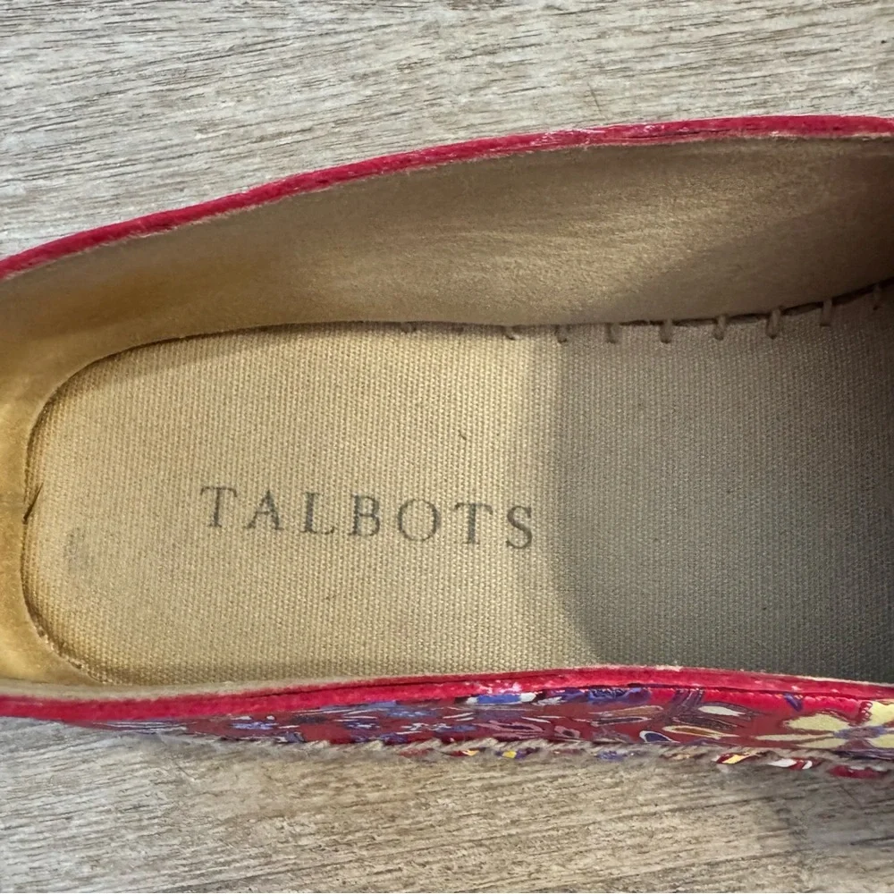 Talbots Izzy Buckle Napa Leather Floral Espadrilles – Size 7M